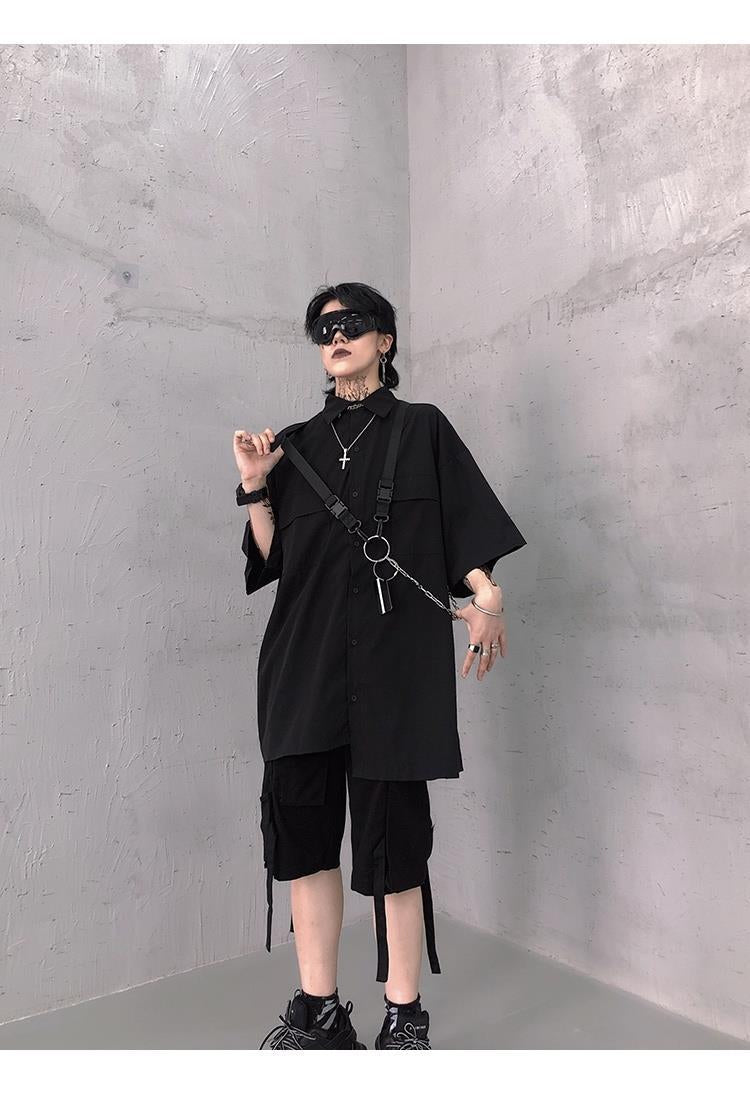 "Elevate your street style with this striking Techwear Gothic Shirt"
