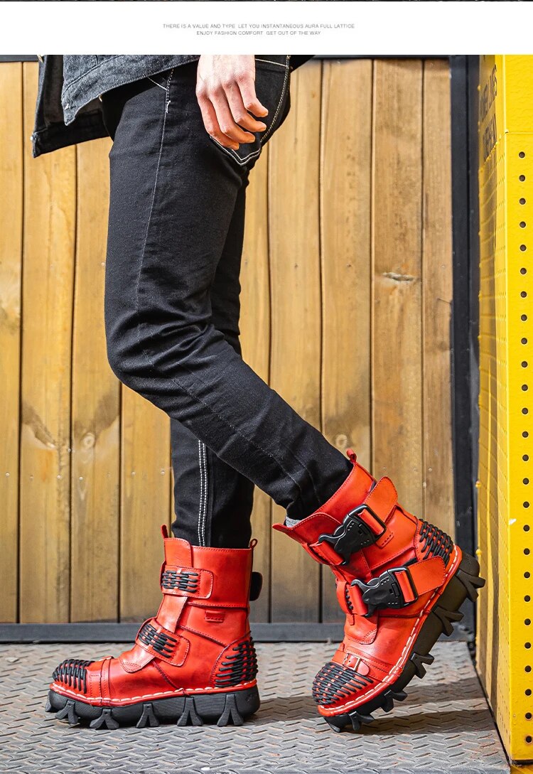 Gothic Platform Cow Genuine Leather Martens Boots