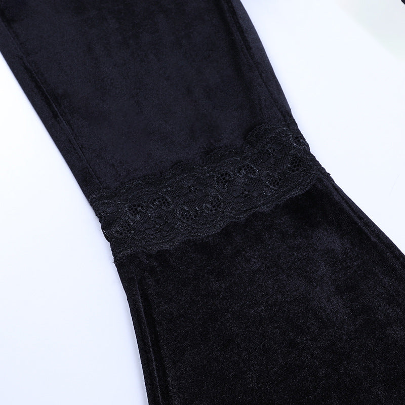 Gothic Patchwork Lace Flare Pants