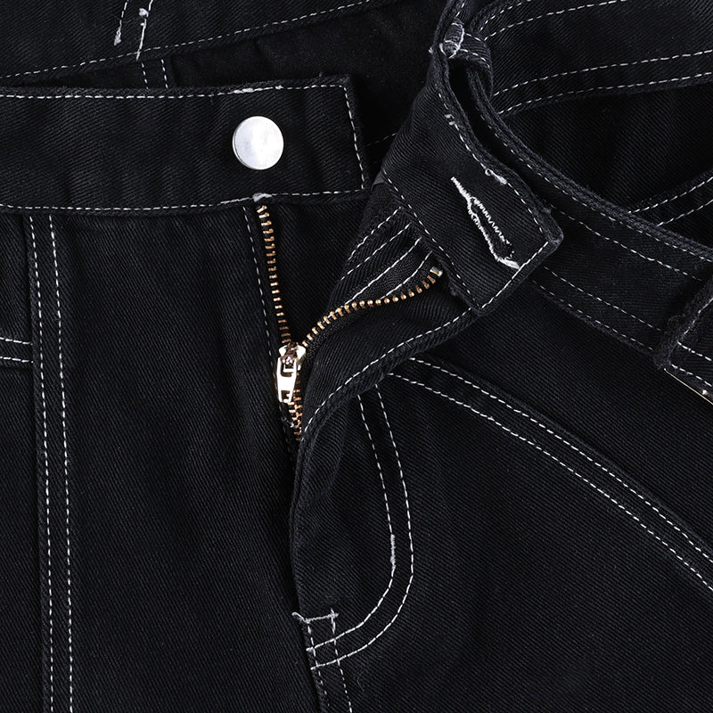 Gothic Black Wide Leg Jeans