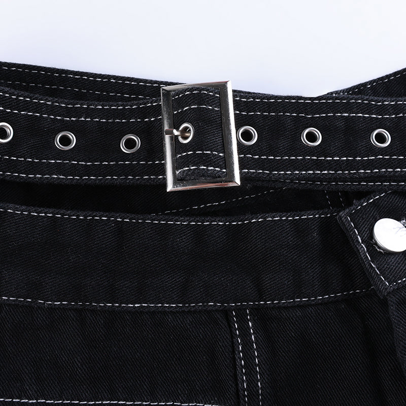 Gothic Black Wide Leg Jeans