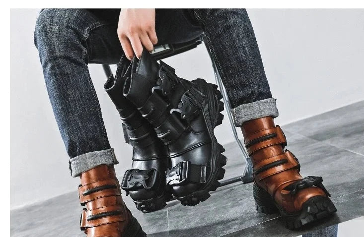 Punk Gothic Leather Motorcycle Boots