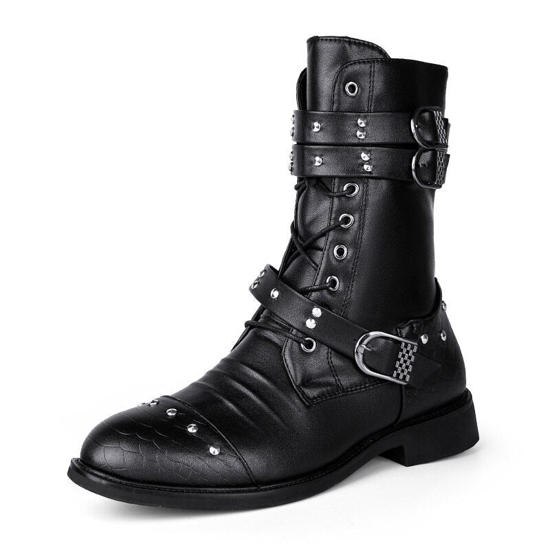 Gothic High-Top Leather Boots