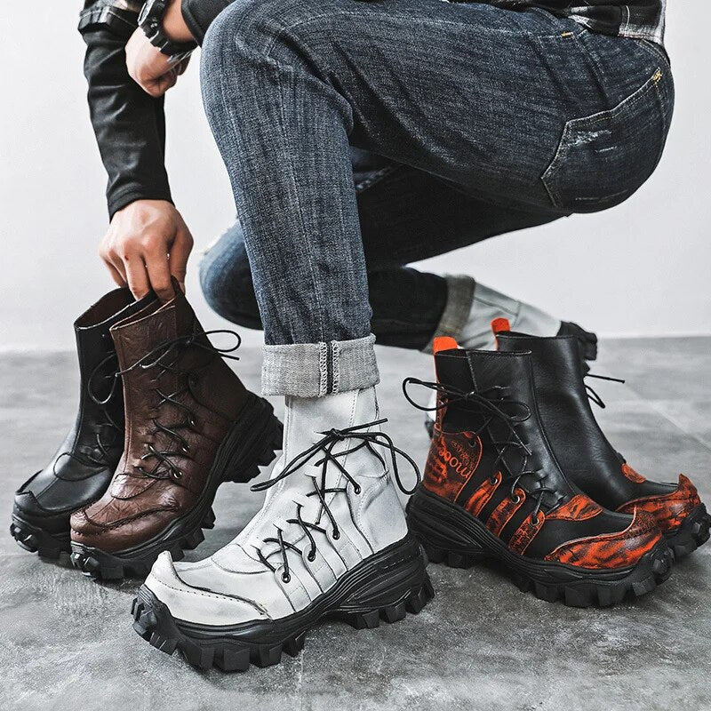 Retro Punk Style Platform Men's Riding Boots