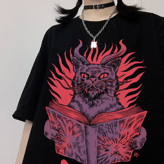 Goth Cat Y2K T-Shirt
