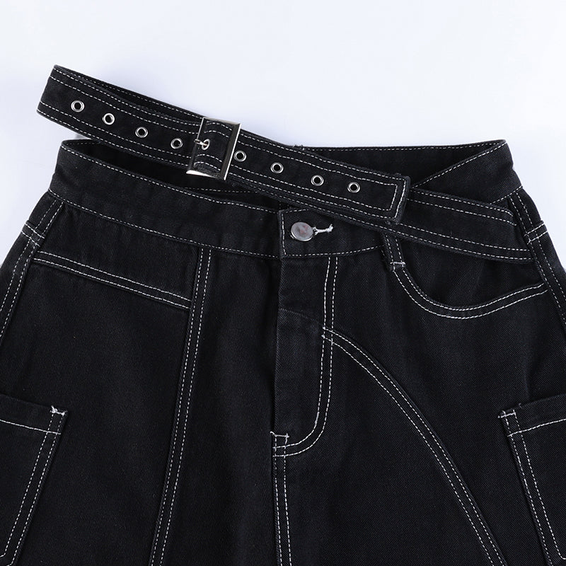 Gothic Black Wide Leg Jeans