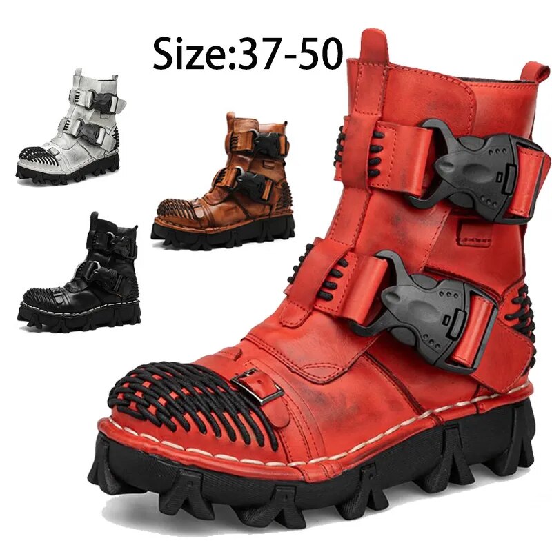 Gothic Platform Cow Genuine Leather Martens Boots