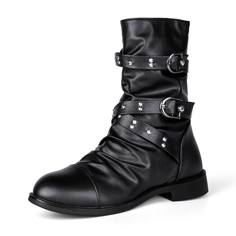 Gothic High-Top Leather Boots