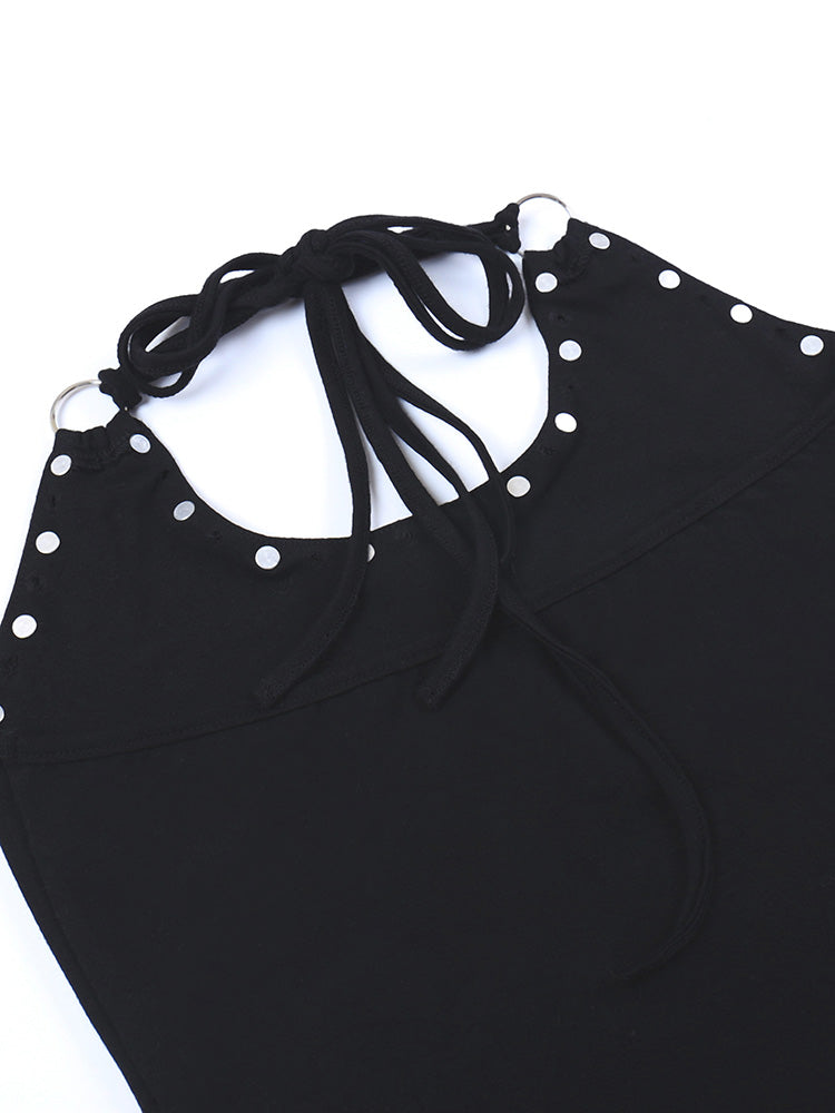 Y2K Gothic Black Halter Camis
