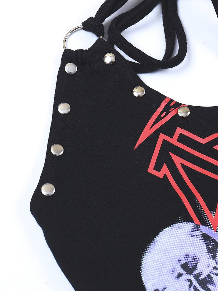 Y2K Gothic Black Halter Camis