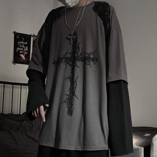 Gothic Style T-shirt with Two-Piece Design