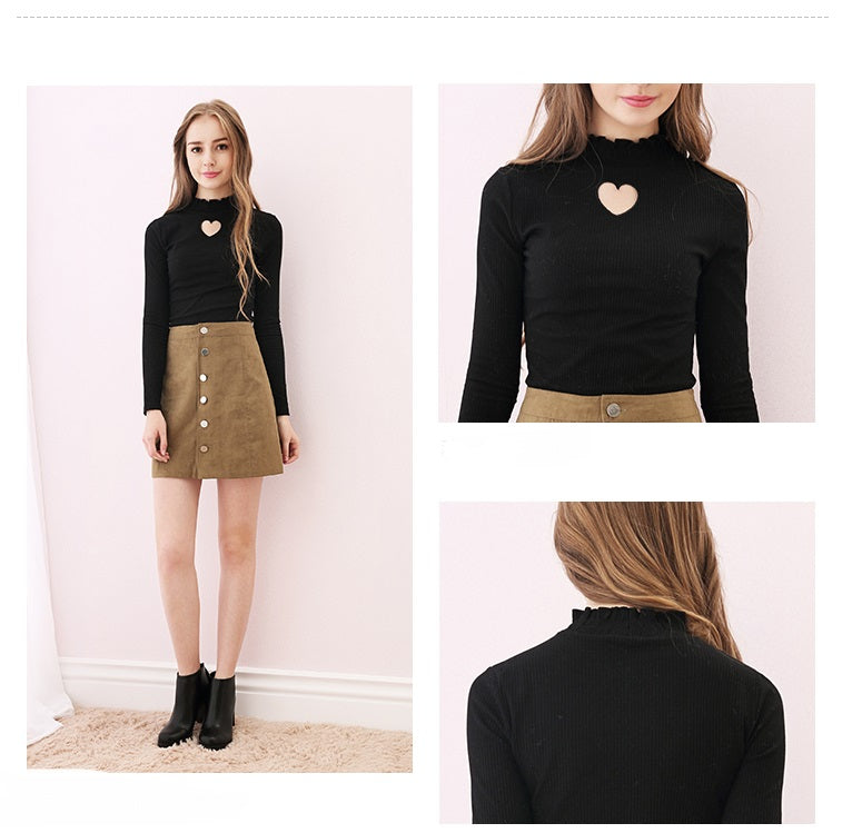 Gothic Love Heart Hollow Out Shirt