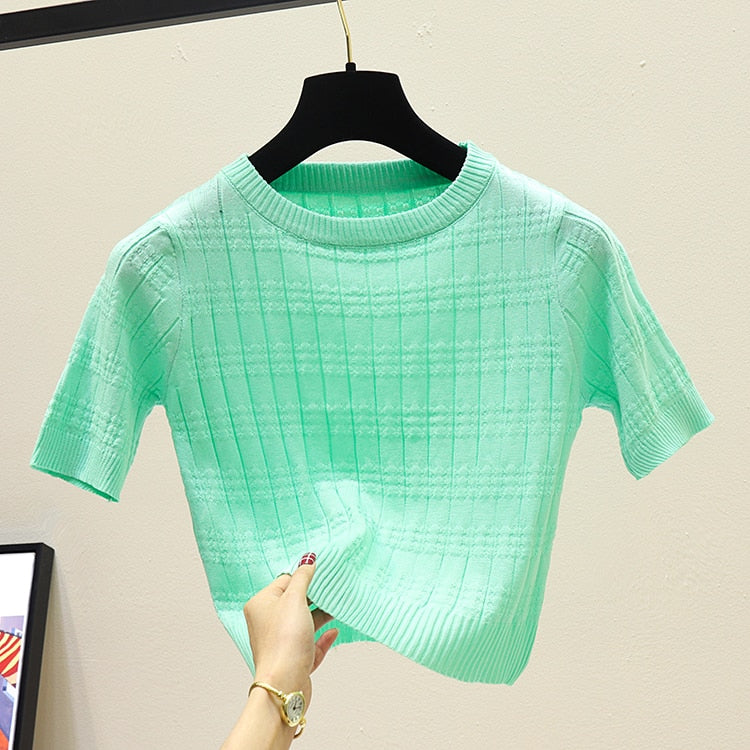 Striped Knitted Crop Top