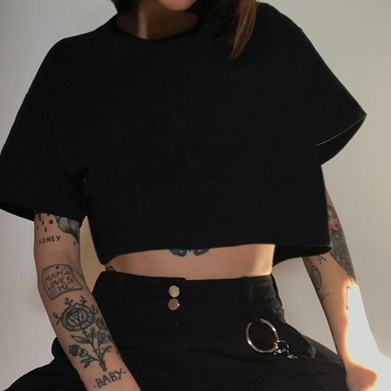 Gothic Casual Loose Crop Top