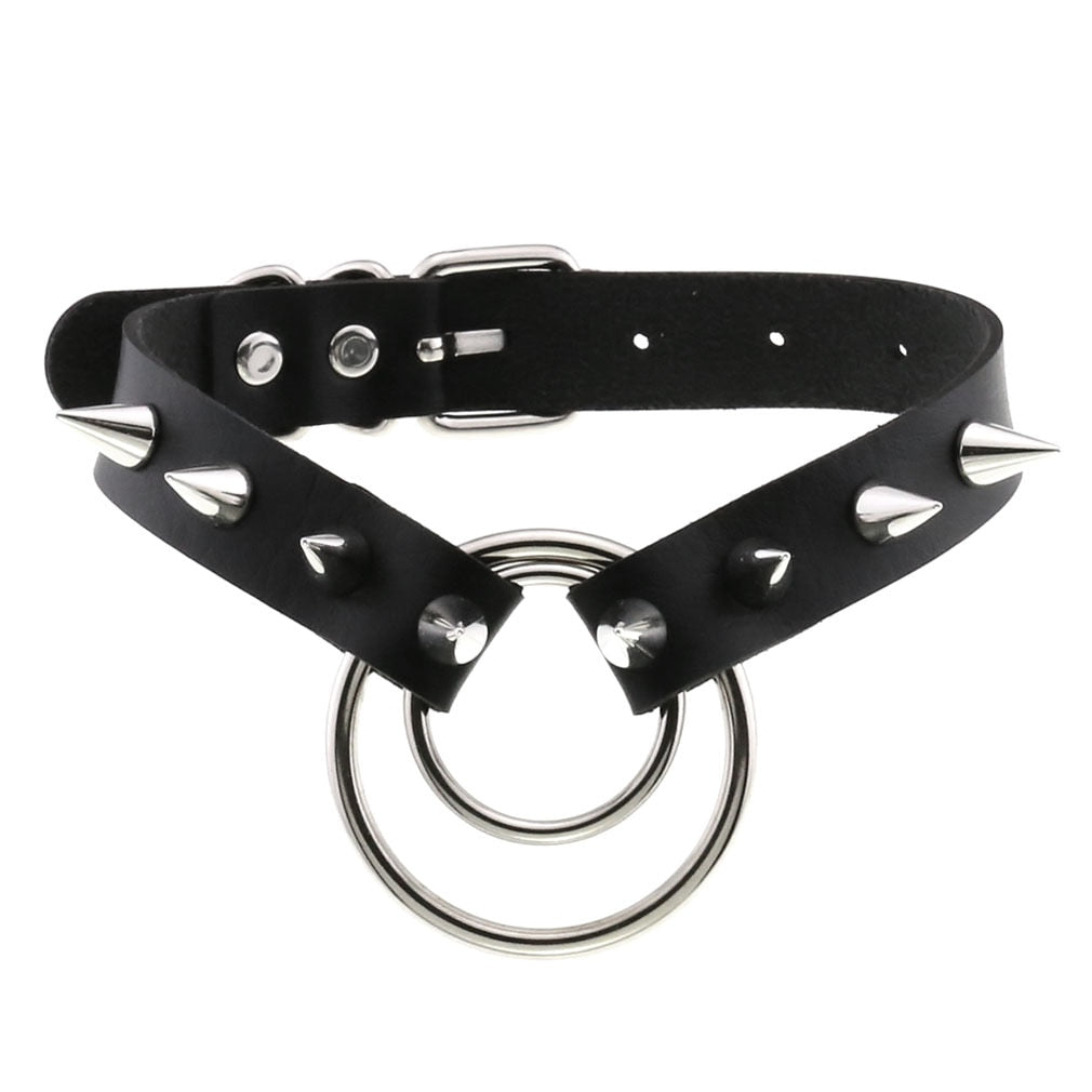 Gothic Choker Strap Necklaces with Multiple Spike and Pendant Designs