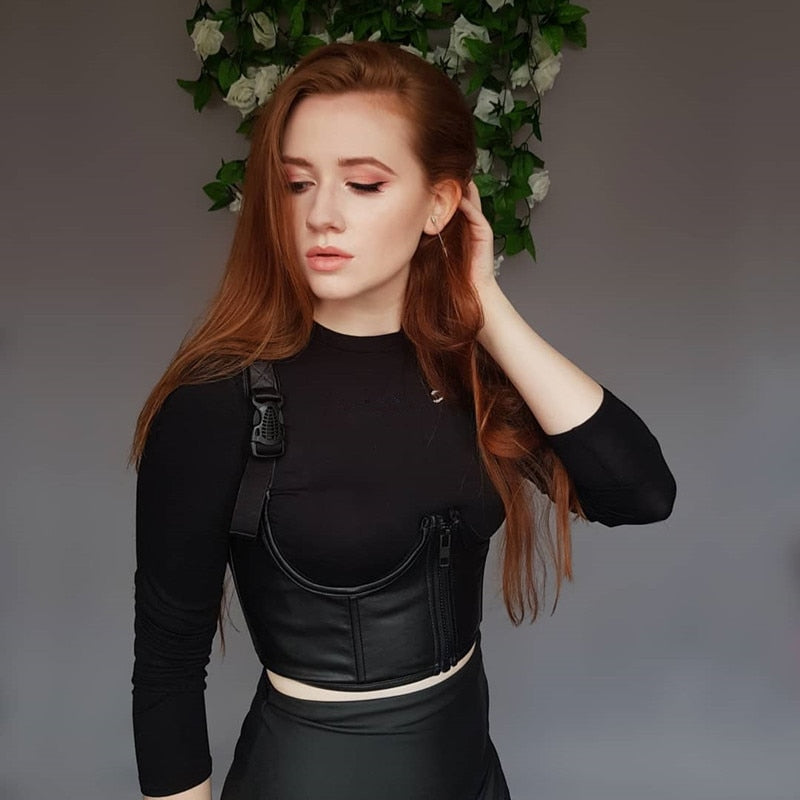 Punk PU Leather Crop Top