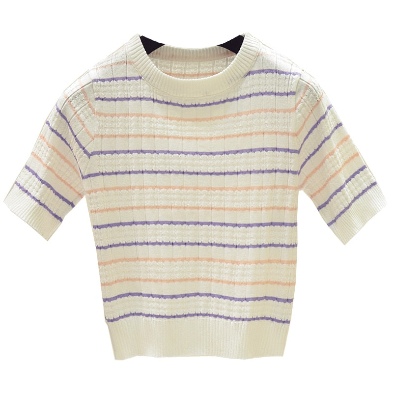 Striped Knitted Crop Top