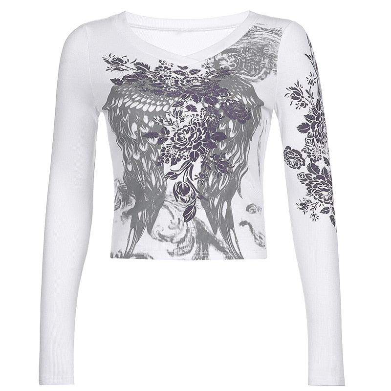 Gothic Printed Crop Top T-Shirts