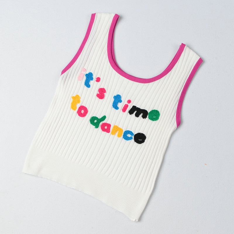 Gothic Tank Top with Embroidered Letters