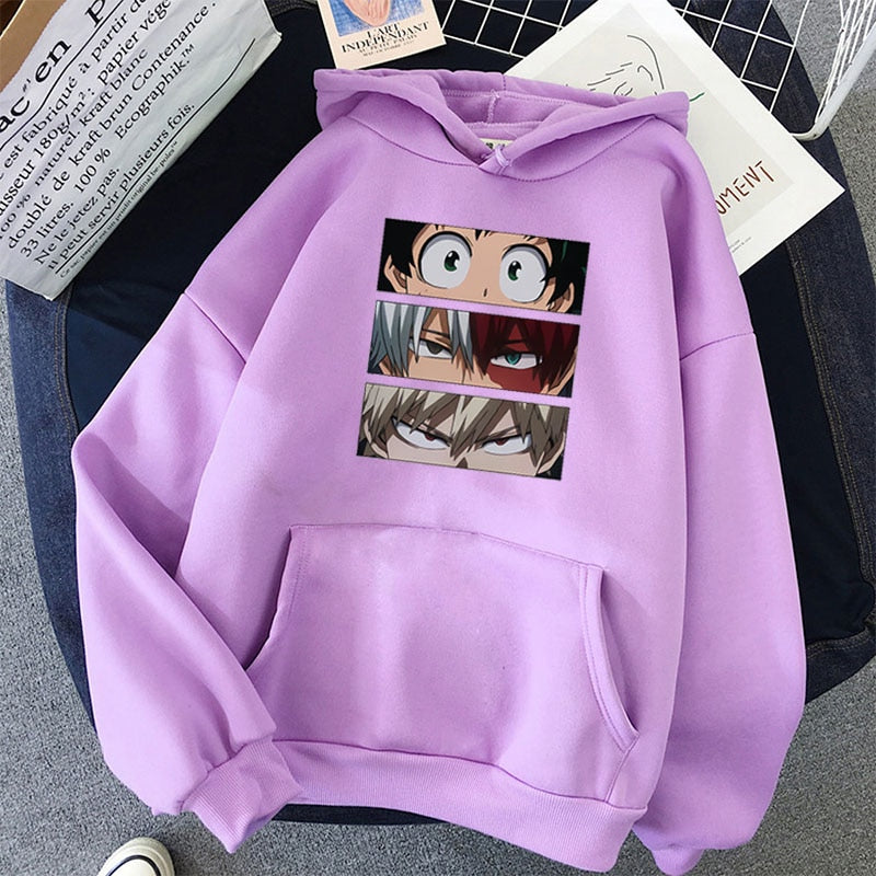 "Gothic My Hero Academia hoodie featuring iconic characters and dark aesthetics"