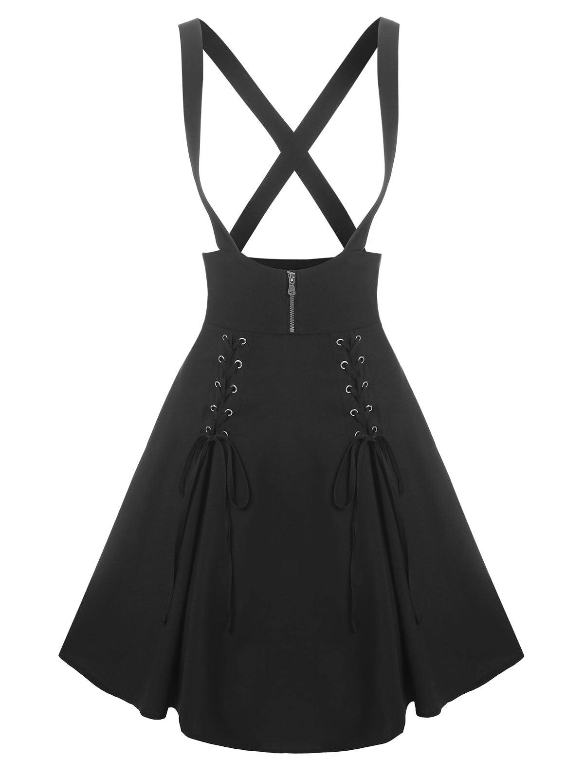 Black Gothic Lace-Up A-Line Skirt