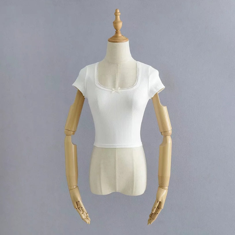 Korean Crop Top Wth Bow Tie