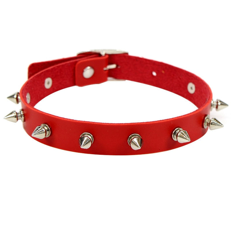 Pink Sexy Punk Black Rivets Choker Collar Leather Necklaces Bondage