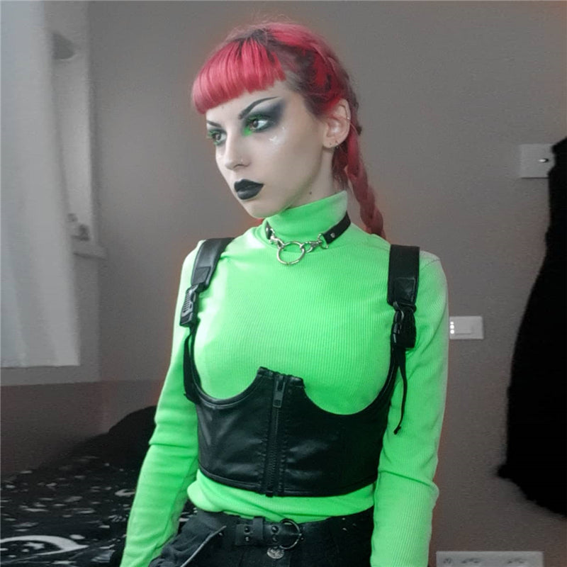 Punk PU Leather Crop Top