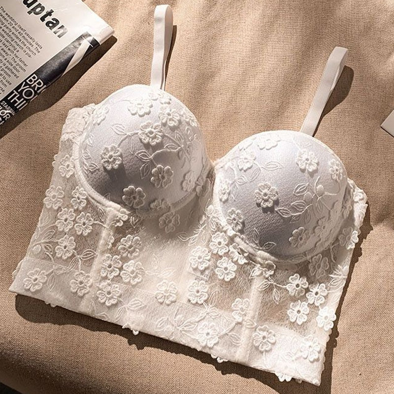 Gothic Flower Embroidery Lace Corset Top