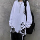 Black Hip Hop and Gothic Sweatshirt with Bold Graphic Design