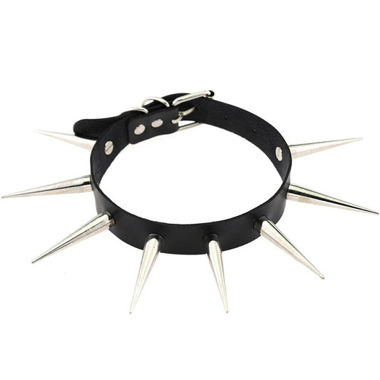 Gothic Choker Necklace - Big Long Spikes with Rivets