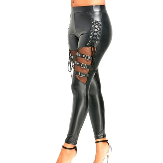 Gothic Punk PU Leather Slim Trousers