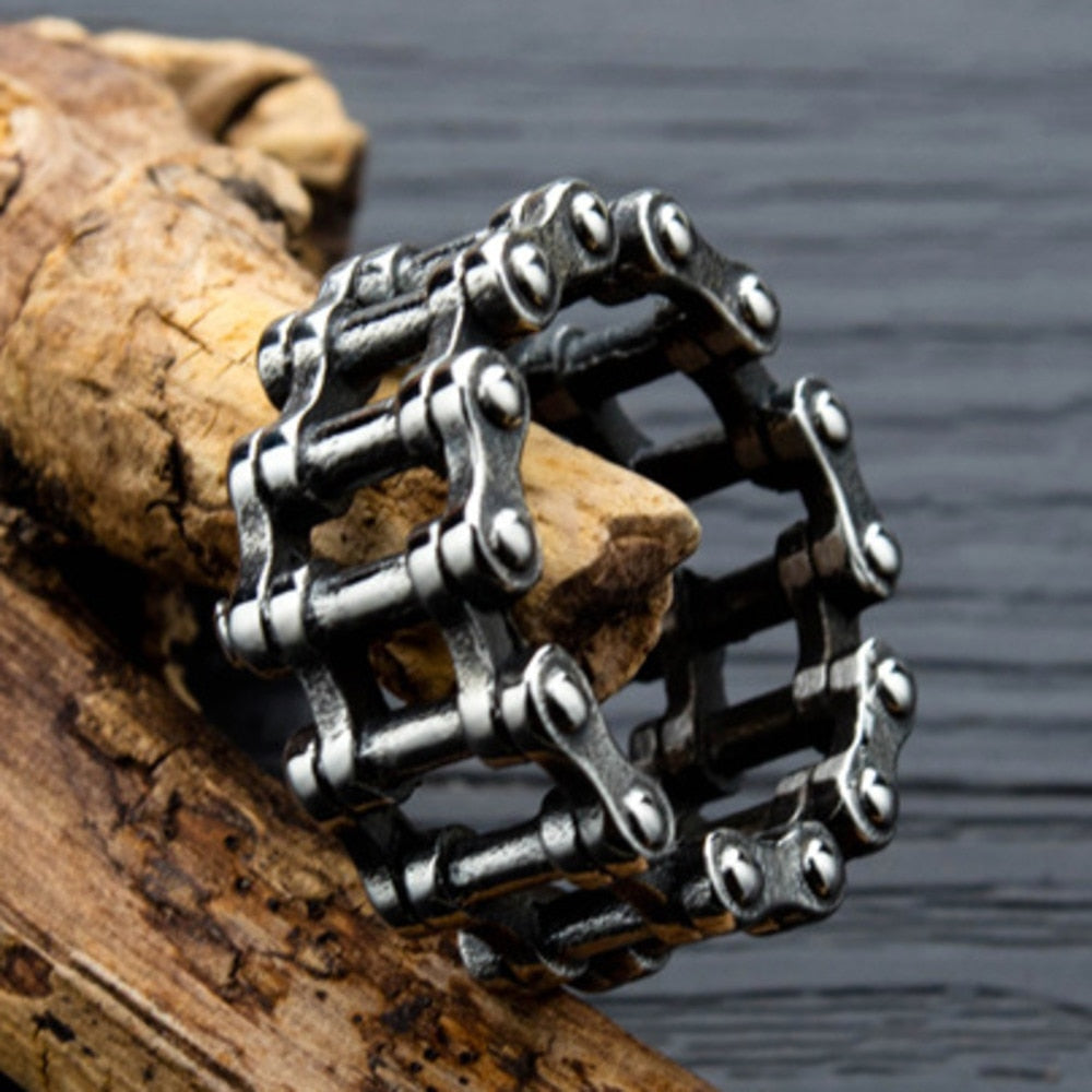 Gothic Bicycle Chain Ring for Men