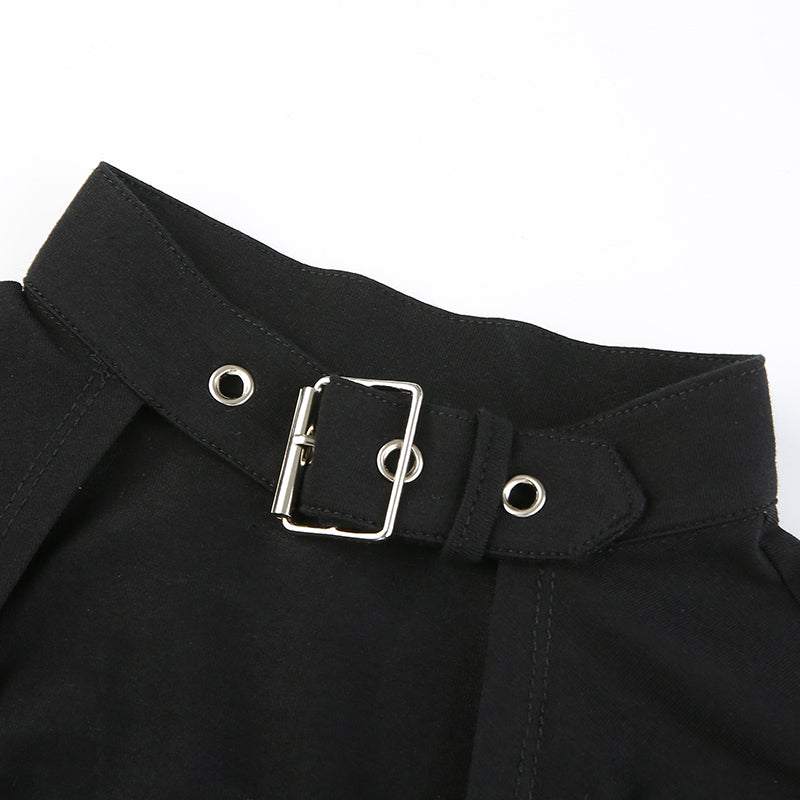 Gothic Cut-Out Black Harajuku Crop T-Shirt -