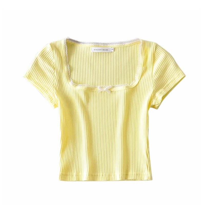 Korean Crop Top Wth Bow Tie