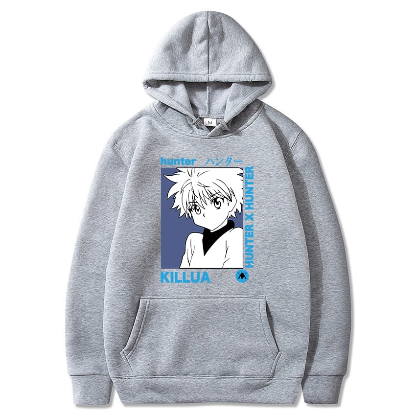"Embrace your love for anime with our Killua Printed Hoodie, showcasing a unique and eye-catching design."
