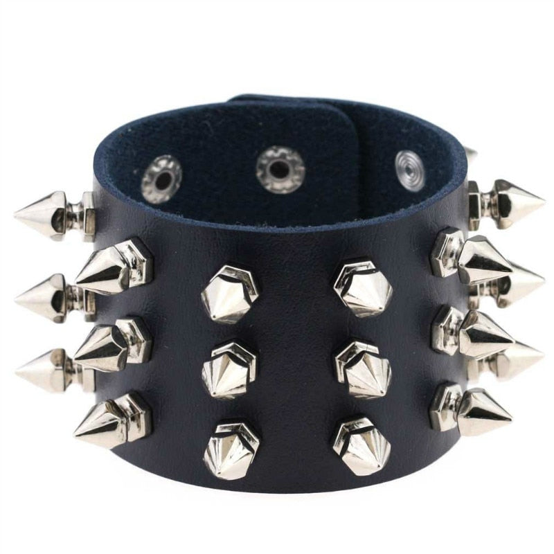 Gothic Black Leather Wristband