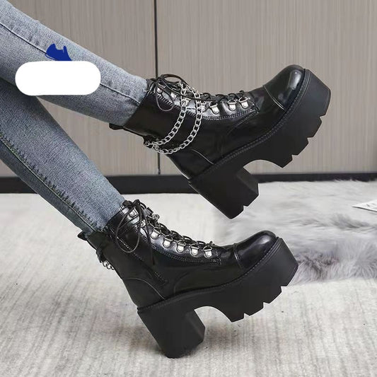 Gothic Mid Calf Military Combat Boots