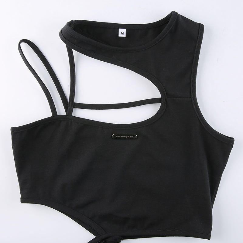 Stylish sleeveless crop top with punk rock attitude
