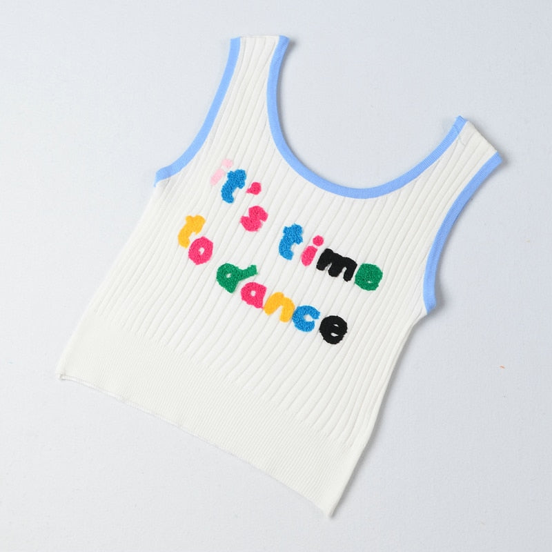 Gothic Tank Top with Embroidered Letters