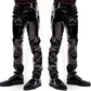 Gothic Faux Leather PVC Pants with Zipper Details