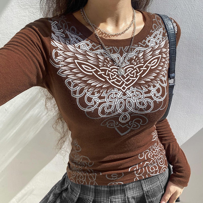 Gothic Printed Crop Top T-Shirts