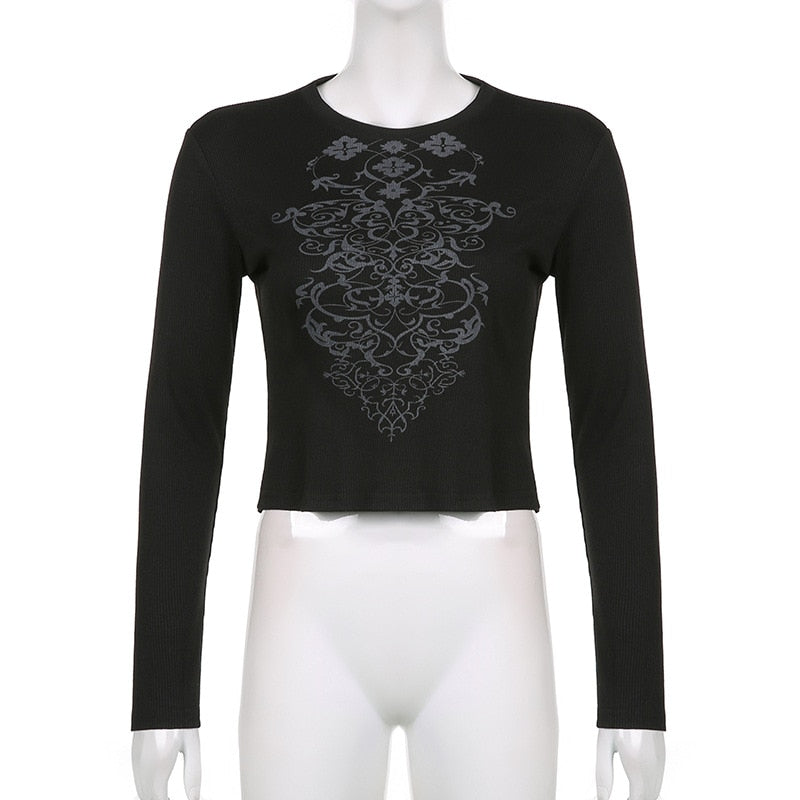 Gothic Dark Vintage Print T-Shirt
