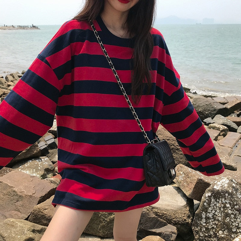 Gothic Striped Shirt Streetwear