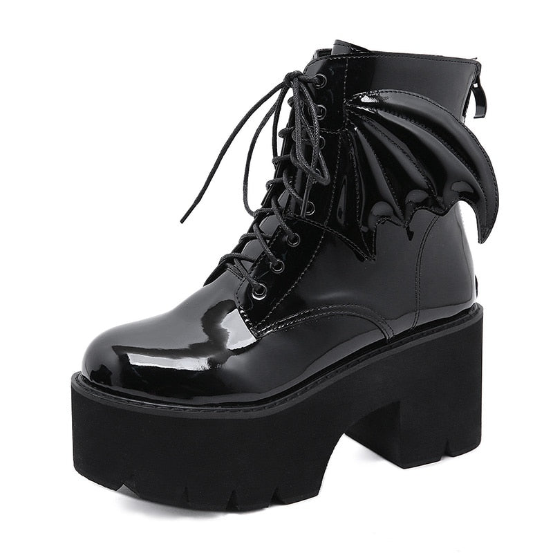 Gothic Angel Wing Ankle Boots