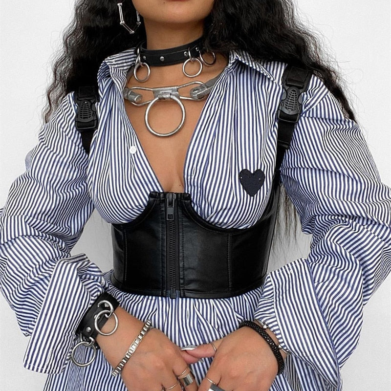 Punk PU Leather Crop Top