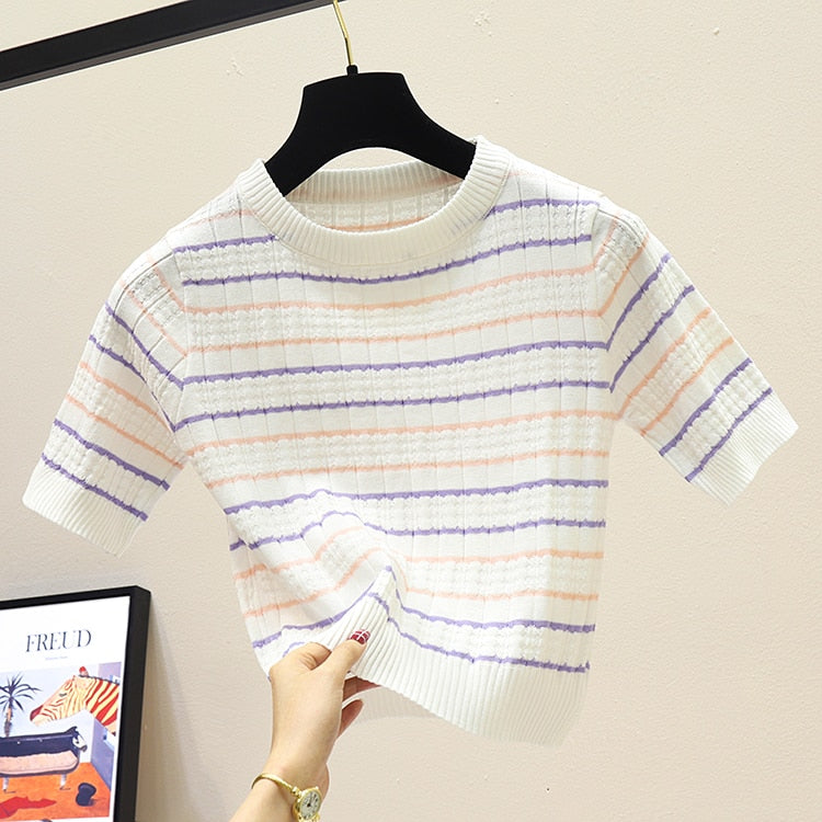 Striped Knitted Crop Top
