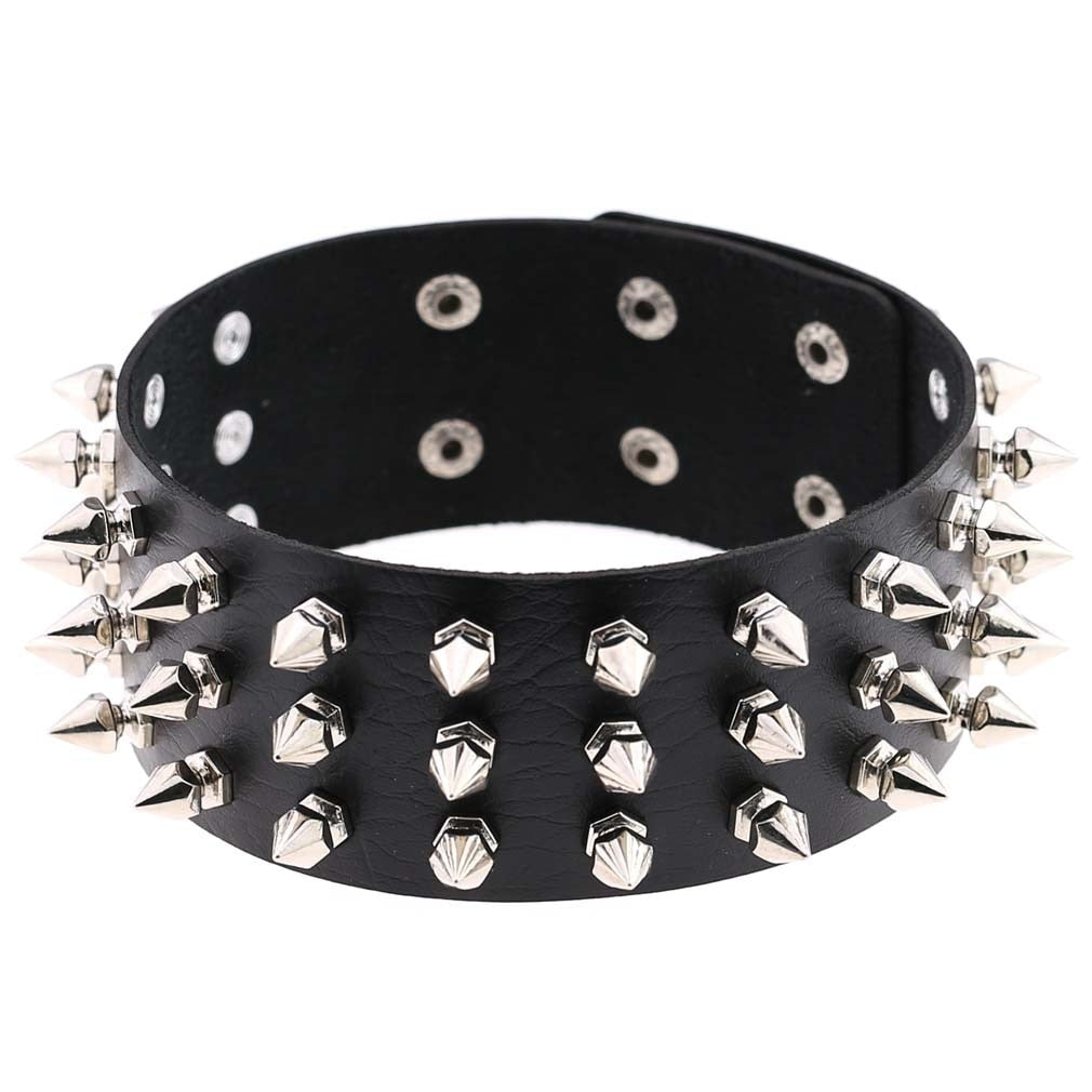 Gothic Choker Strap Necklaces with Multiple Spike and Pendant Designs