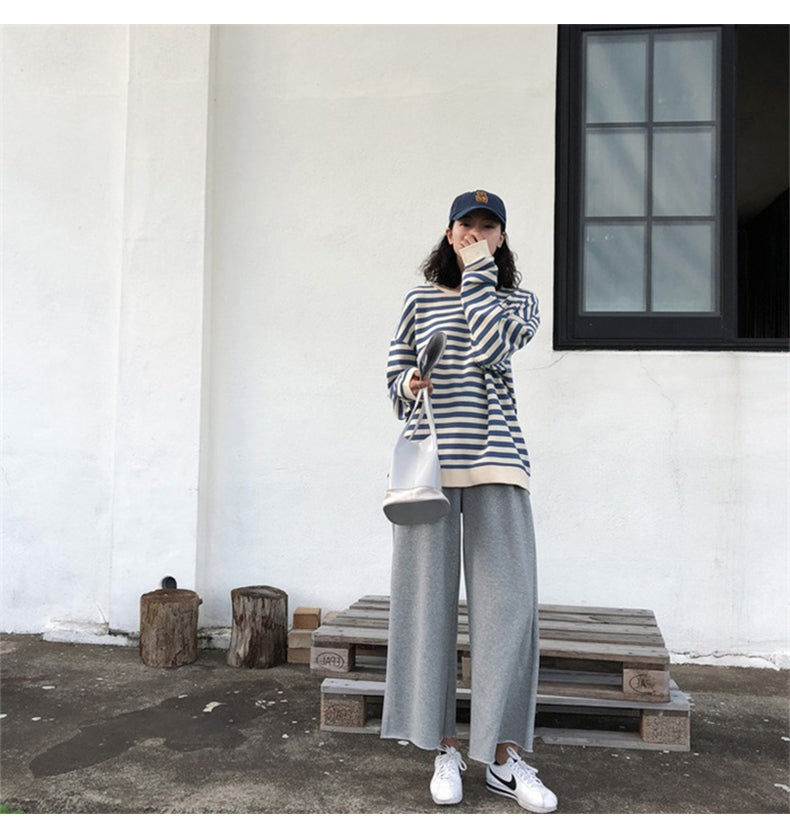 Gothic Japan style Stripe Cotton Hoodie for Women