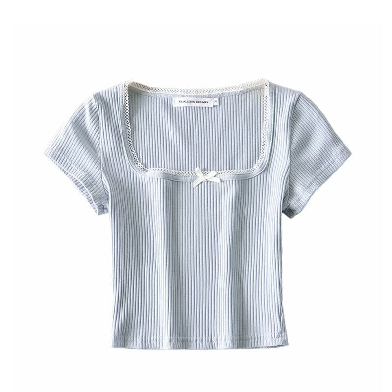 Korean Crop Top Wth Bow Tie